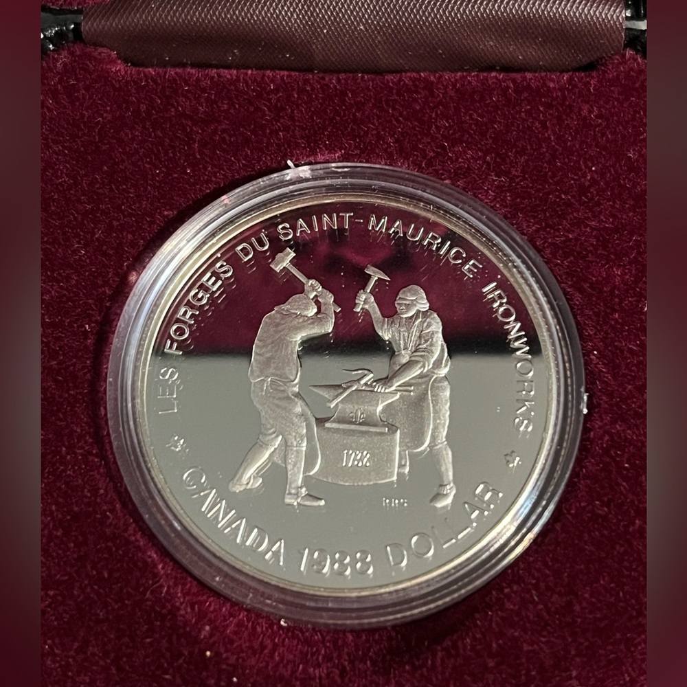 1988 ROYAL CANADIAN MINT PROOF SILVER DOLLAR SAINT MAURICE 
IRONWORKS